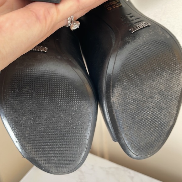 Schutz black ankle boots peep toe block suede heels EU38 US 7 - Picture 6 of 6